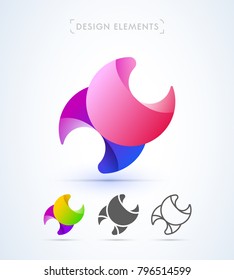 Vector abstract letter X logo template collection. Multicolored, material design, flan and line style. Modern origami icon