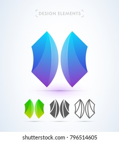 Vector abstract letter X logo template collection. Multicolored, material design, flan and line style. Modern origami butterfly icon