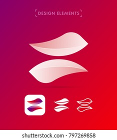 Vector abstract letter X logo template collection. Multicolored, material design, flan and line style. Modern origami two elements icon