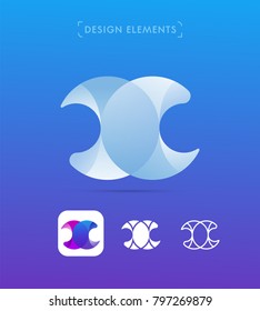 Vector abstract letter X logo template collection. Multicolored, material design, flan and line style. Modern origami icon