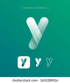 Vector abstract letter Y logo design template. Origami, material and fluent design, flat, line art style