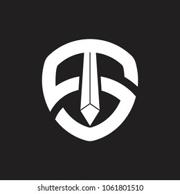 vector of abstract letters s t with sword and shield logo