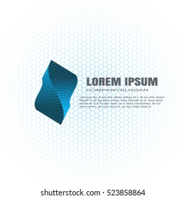 Vector abstract light blue background with distorted shape and hexagon net for company branding and promotion.