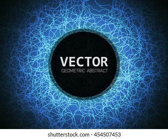 Vector abstract light. Blue chaos lines glowing background