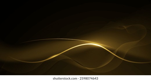 Vector abstract light gold effect, flow line, motion pattern and golden gradient color for luxury wallpaper, template banner, futuristic background. Illustration modern graphic design with space