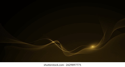 Vector abstract light gold effect, flow line, motion pattern and golden gradient color for luxury wallpaper, template banner, futuristic background. Illustration modern graphic design with space
