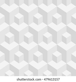 Vector abstract light grey background. Necker Cube seamless pattern. Geometric texture. Modern soft colored fond.