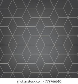 Vector abstract light grey background. Necker Cube seamless pattern. Geometric texture. Modern soft colored fond.