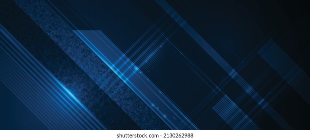 Vector abstract light line, stripe pattern, geometric shape and texture on gradient blue colour background.Illustration graphic, modern art design with space for wallpaper, digital technology template