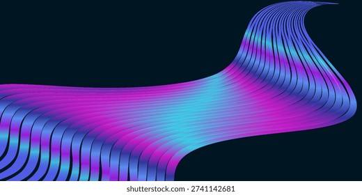 Vector abstract light lines in high speed technology concept. Image of speed on the road. Abstract background in blue and pink colors with neon glow.eps 10     