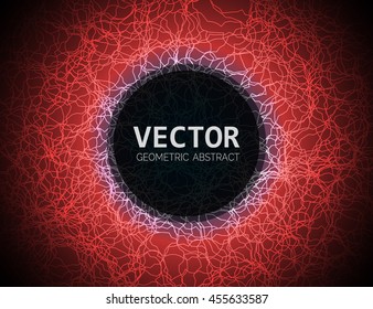 Vector abstract light. Red chaos lines glowing background.