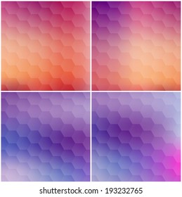 Vector abstract light and smooth geometric hexagonal backgrounds collection