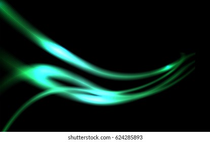 Vector abstract light waves in black background