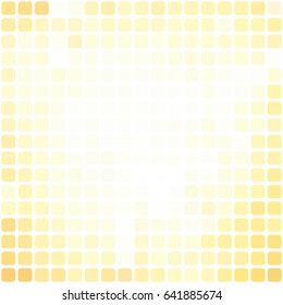 Vector abstract light yellow mosaic background with square tiles over white, square format.