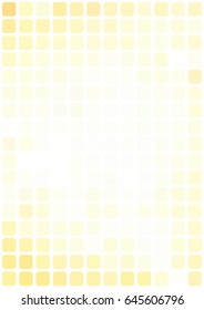 Vector abstract light yellow mosaic background with rounded square tiles over white, vertical format.