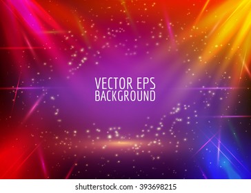 Vector abstract lights background. Colorful bright glow. Multicolor light on dark.