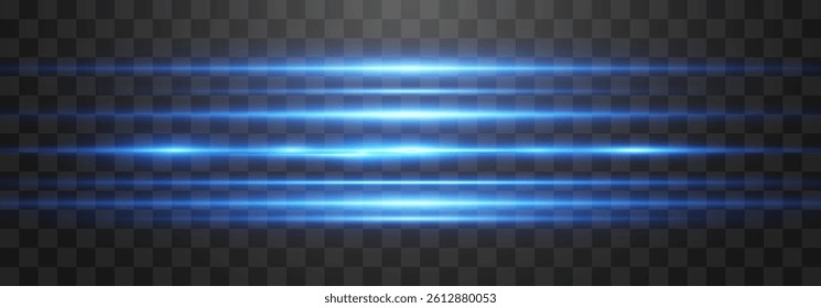 Vector abstract lights lines, laser beams on png. Glowing streaks on dark background. Luminous neon lines isolated on transparent background