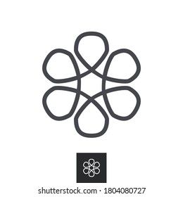 Vector Abstract Line Art, Flower Logo.