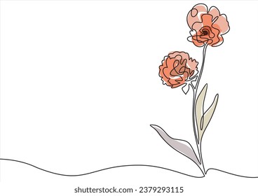 Vector abstract line art Handmade style minimalist outline flower illustration	