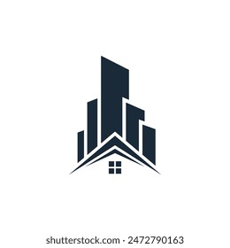 Vector abstracto línea de arte casa y edificio logo