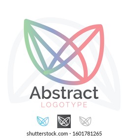 Vector Abstract Line Art, Two Leaves Logo. Professional Business Graphics 