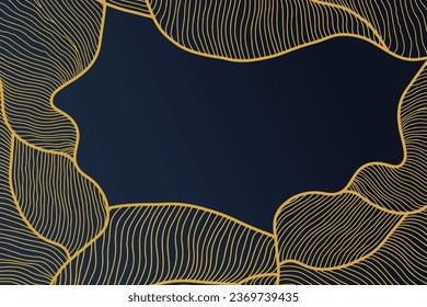 Vector abstract line art wavy flowing dynamic gradients isolated on blue background in luxury, wave, ocean concept.
