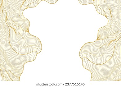 Vector abstract line art wavy flowing dynamic golden gradients isolated on transparent background in luxury, wave, ocean concept.
