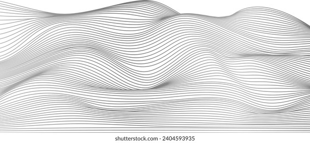 Vector abstract line art wavy flowing dynamic isolated on transparent background in concept luxury, wave, wind, ocean, landscape illustration.