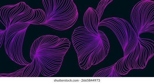 Vector abstracto arte de línea ondulado fluyendo Gradientes dinámicos aislados sobre fondo azul en lujoso, onda, concepto de océano.