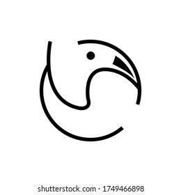 Vector abstract line bird logo, silhouette, icon isolated. 