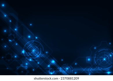 Vector abstract line circuit with gear technology background. Hi-tech commucation concept background.