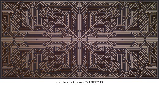 Abstrakte Vektorgrafik, geometrischer goldener Hintergrund. Art deco Hochzeit, Partymuster, geometrische Ornamente, Linearstil mit Blättern. Horizontale Ausrichtung Luxusdekoration-Element