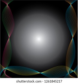 Vector Abstract line with many colors, with a black background, circle looks beautiful