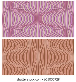 Vector abstract line patterns set. Color backgrounds with distortion effect. Optical illusion