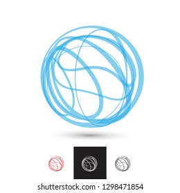 Vector Abstract Line Sphere Logo. Professional Brand Identity Graphics Icon.