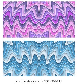 Vector abstract line stripes. Waves paper cut horizontal backgrounds set.  Trendy craft style illustration. 3d effect imitation