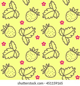 vector abstract linear background with strawberries on yellow