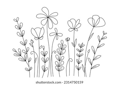 Vector abstract linear flowers. Floral background for the design of postcards, congratulations, letters, postcards for Mother's Day, March 8, for the summer holidays	
