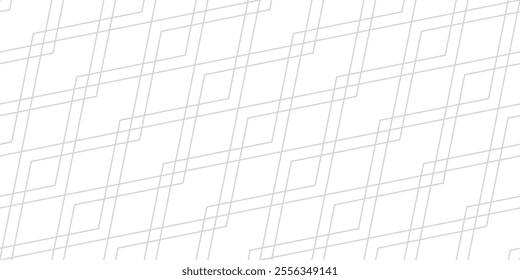 Vector abstract linear geometric seamless pattern. Gray and white minimal outline background. Subtle minimalist ornament with rhombuses, diamonds, thin lines, diagonal grid. Trendy repeating design