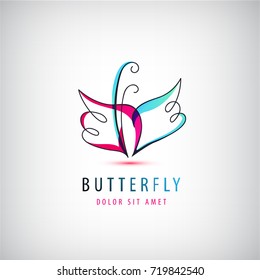 Vector abstract linear logo butterfly. Business creative concept