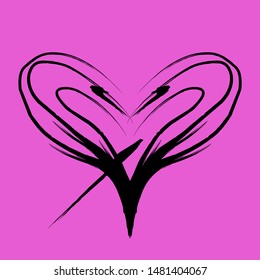 vector abstract lines forming hearts with pink background