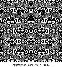 Vector abstract lines pattern. Waves background with distortion effect. Optical illusion.