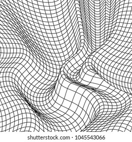 Vector abstract lines pattern. Waves background with distortion effect. Optical illusion.