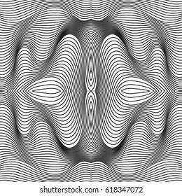 Vector abstract lines pattern. Waves background with distortion effect. Optical illusion.