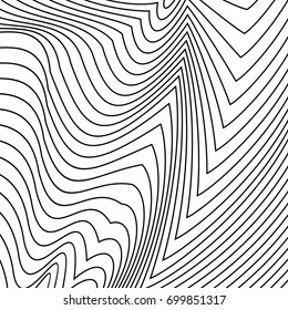 Vector abstract lines pattern. Waves background with distortion effect. Optical illusion.