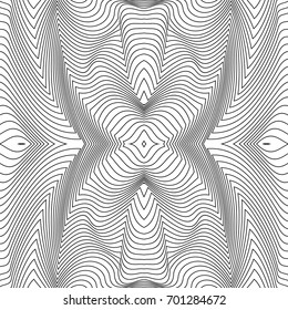 Vector abstract lines pattern. Waves background with distortion effect. Optical illusion.