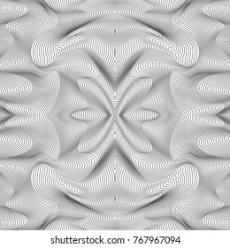 Vector abstract lines pattern. Waves background with distortion effect. Optical illusion.