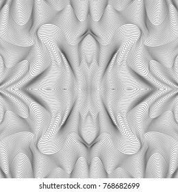 Vector abstract lines pattern. Waves background with distortion effect. Optical illusion.