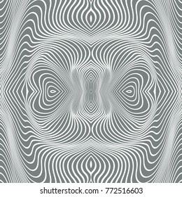 Vector abstract lines pattern. Waves background with distortion effect. Optical illusion.