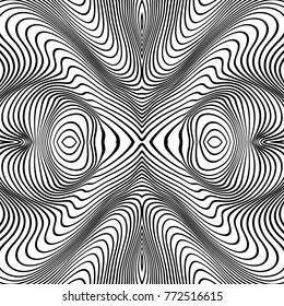 Vector abstract lines pattern. Waves background with distortion effect. Optical illusion.